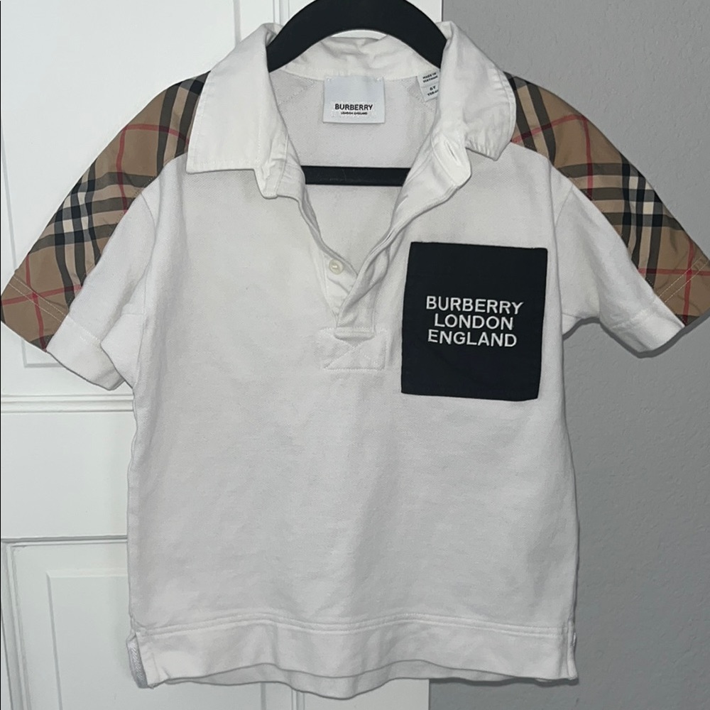 Burberry Kids White and Black Polo Shirt
